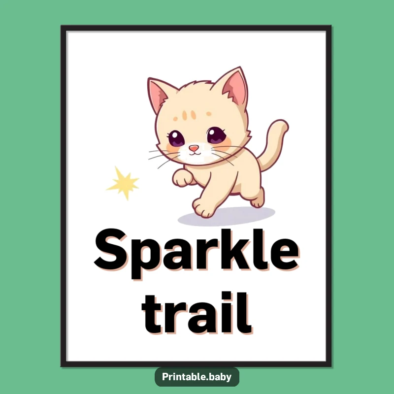 Funny Kitten Comet Chase Digital Art Print: Instant Cosmic Decor Gift