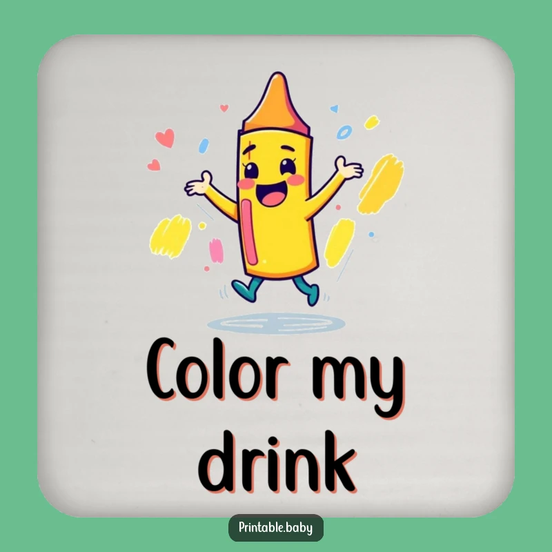 Funny Crayon Coaster Set: Playful Dancer for Creative & Humorous Table Decor