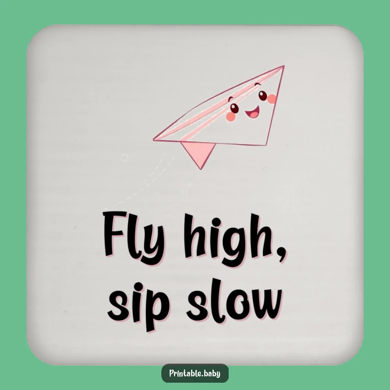 Funny Paper Airplane Coaster: Happy Soaring Character, Chic Funny Gift for Tables