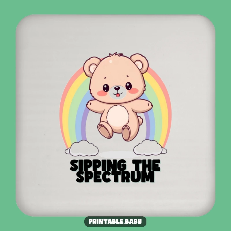 Funny Bear Cub Rainbow Coasters: Protect Surfaces with Color