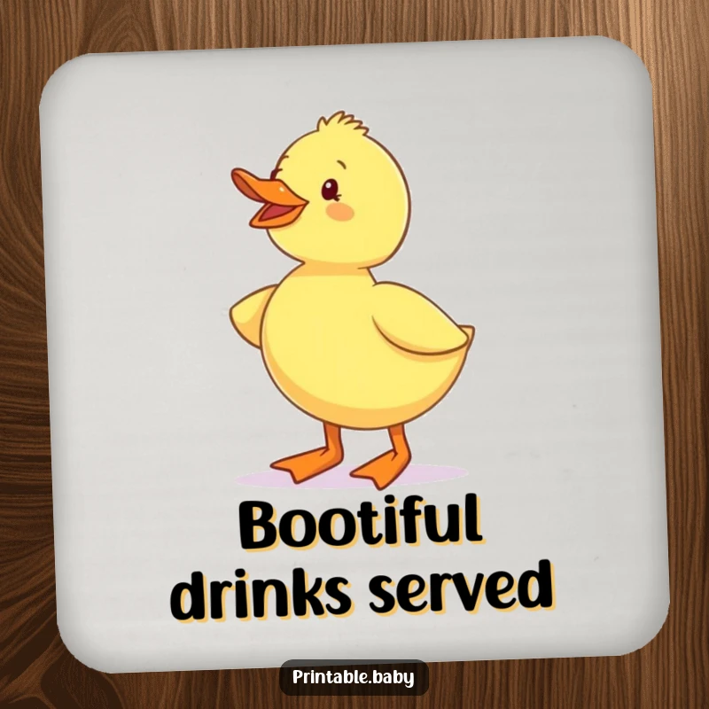 Funny Duckling Waddling Boots Coasters: A set of coasters featuring an adorable duckling in tiny boots, bringing humor to your table.