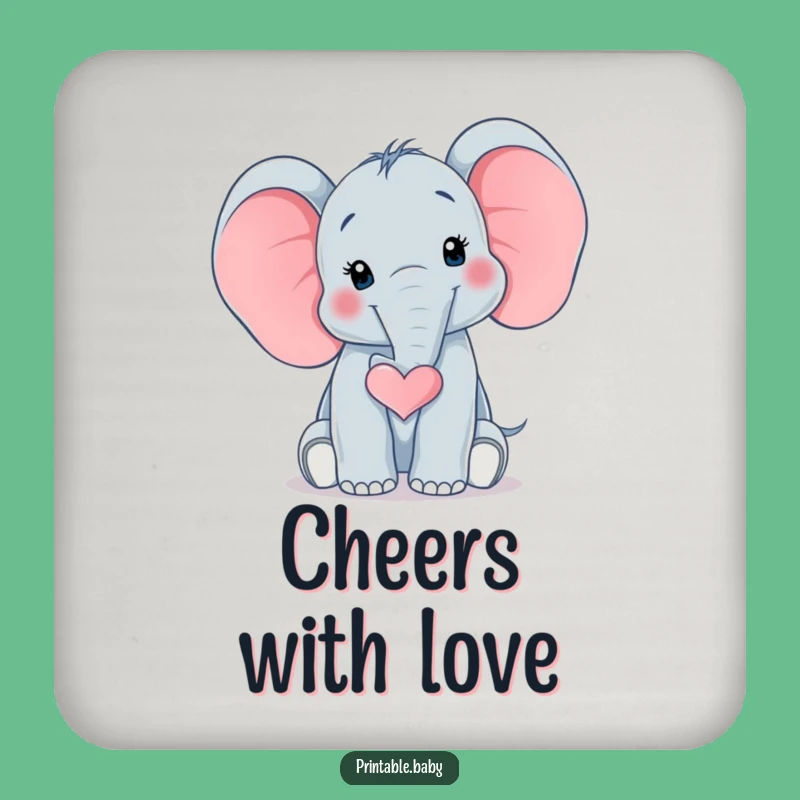 Funny Elephant Heart Coaster: Baby Trunk Love Protection, Hilarious Gift