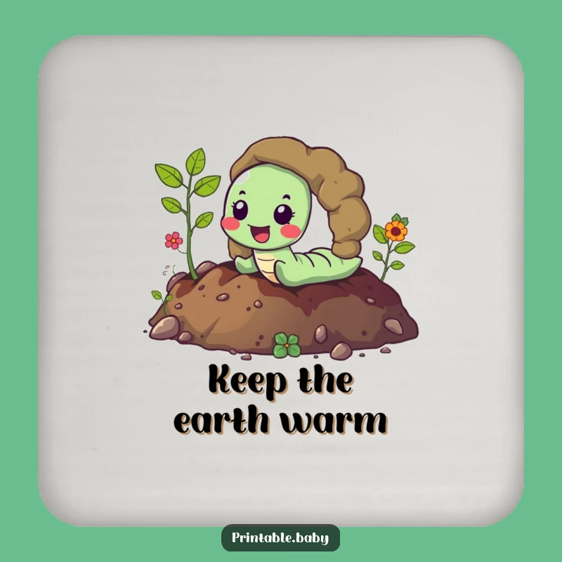 Funny Happy Worm Coaster: Hilarious Protection for Earthy Surfaces
