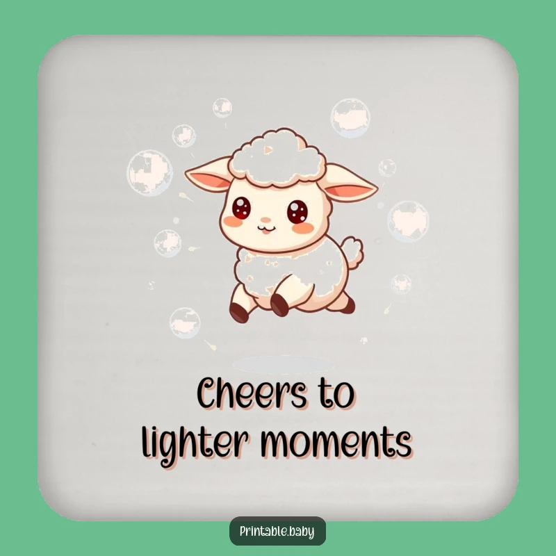 Funny Lamb Bubbles Coaster Set: Cute Skipping Sheep Coasters, Adorable Funny Gift for Home