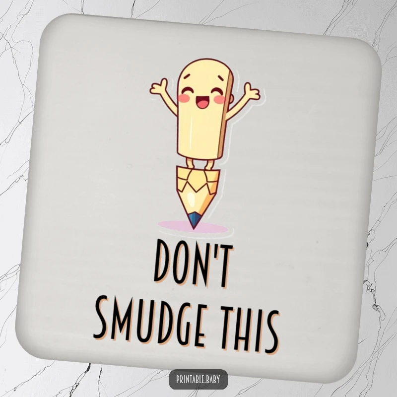 Funny Pencil Coaster: A single coaster featuring a silly pencil character balancing on its tip, protecting your furniture.