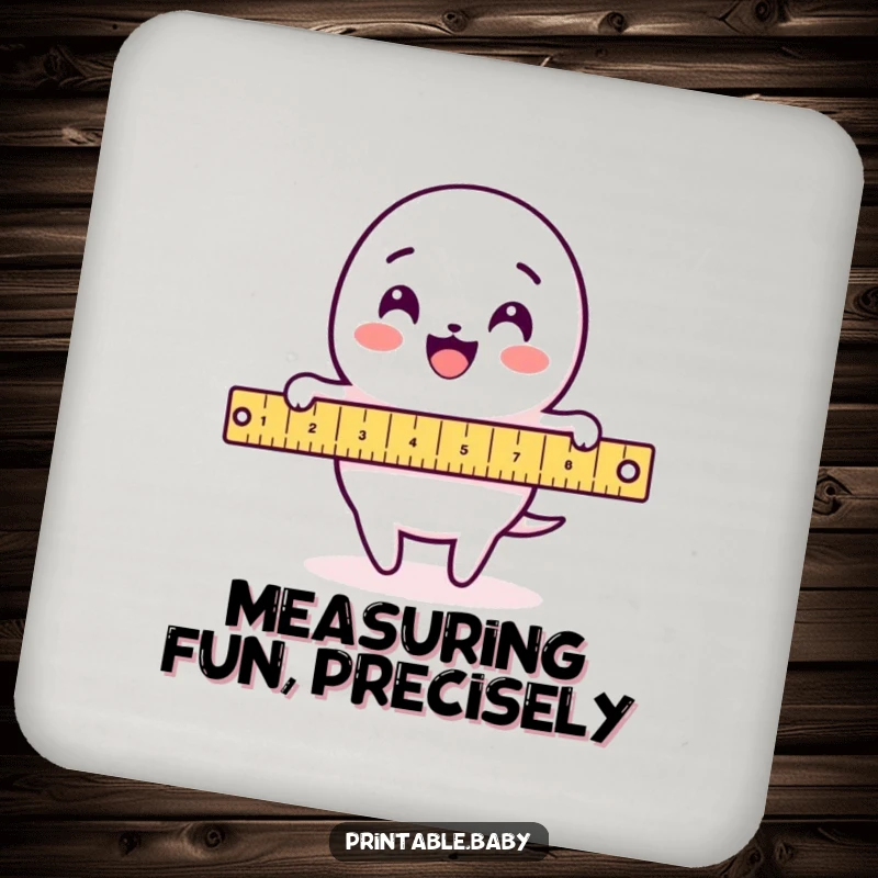 Funny Ruler Coaster: Decorative coaster featuring a delighted ruler character measuring a loop-de-loop pattern, adding precise humor.