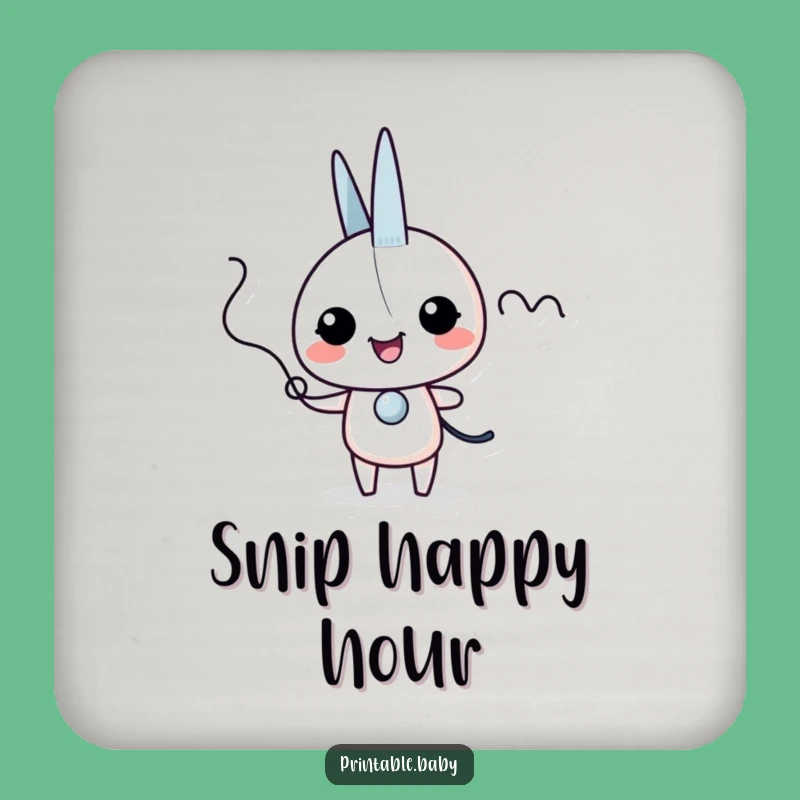 Funny Scissors Giggles Drink Coaster: Character Gift for Crafty Tables