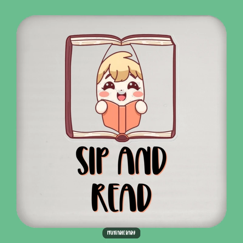 Funny Book Coaster: Joyful Character Peeking, Perfect Decor Gift