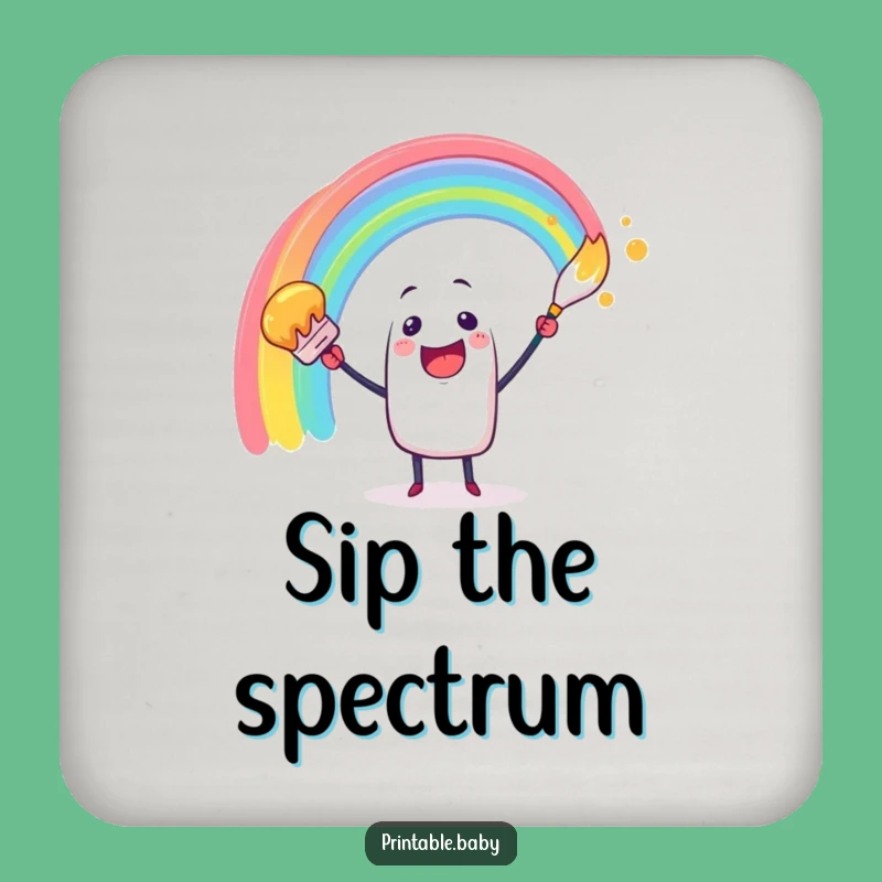Funny Paintbrush Rainbow Coaster: Protect Surfaces With Art, Great Funny Gift!