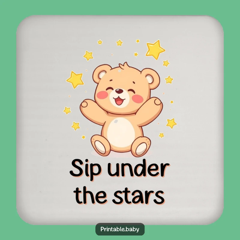 Funny Teddy Bear Stars Drink Coaster - Delighted Dreamer Gift