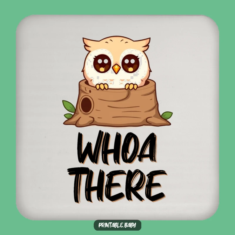 Funny Surprised Owl Coaster: Protect Surfaces with Woodland Surprise