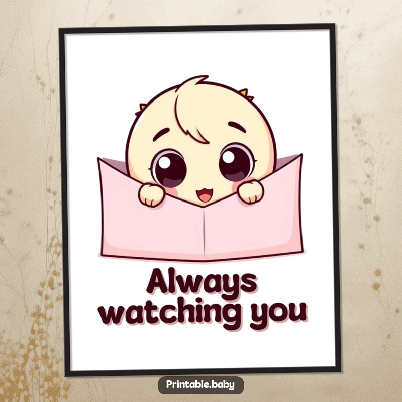 Funny Googly Eye Peeking Poster: A joyful googly eye character pops out from a paper fold, bringing a humorous and delightful visual.