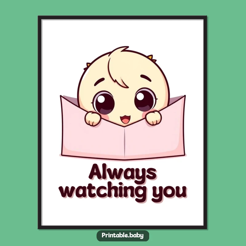 Funny Googly Eye Art Print: Delightful Peeking Character for Wall Decor