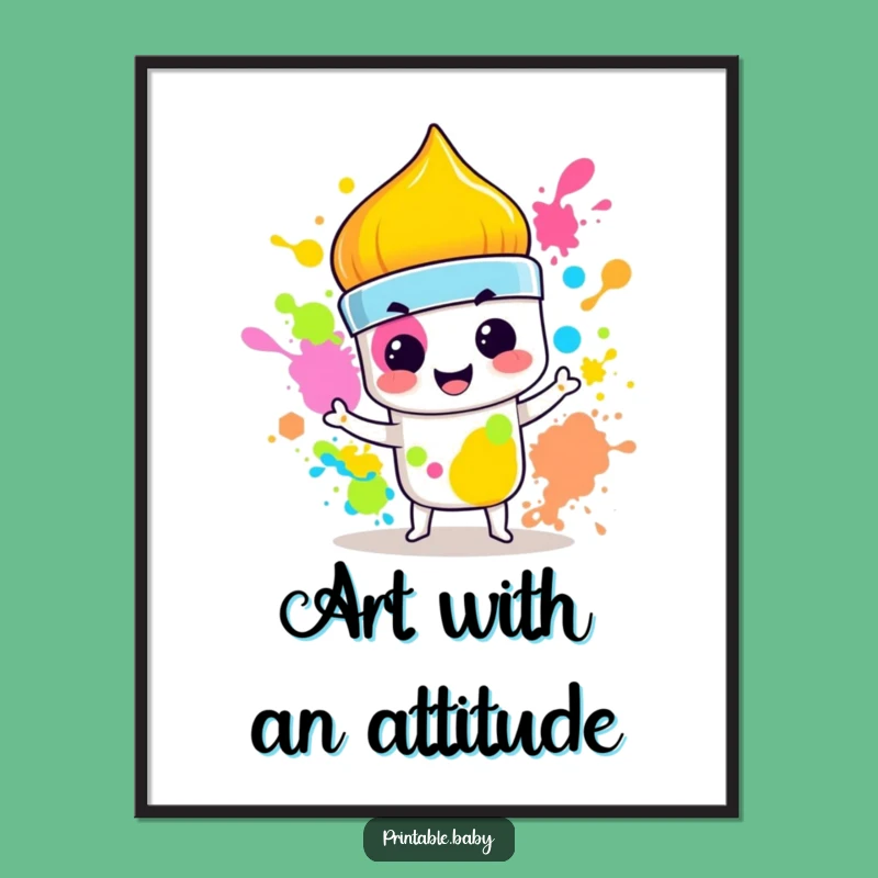 Funny Paintbrush Splash Poster: Decorate with Vibrant Art, a Perfect Funny Gift!