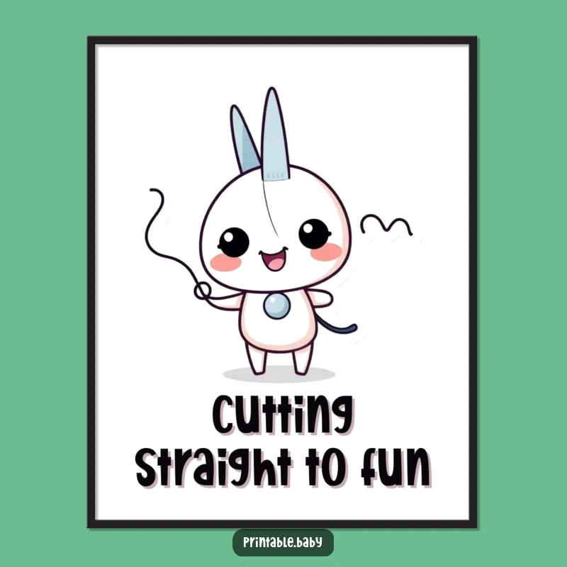 Funny Scissors Giggles Poster: Excited Character Art Print Gift