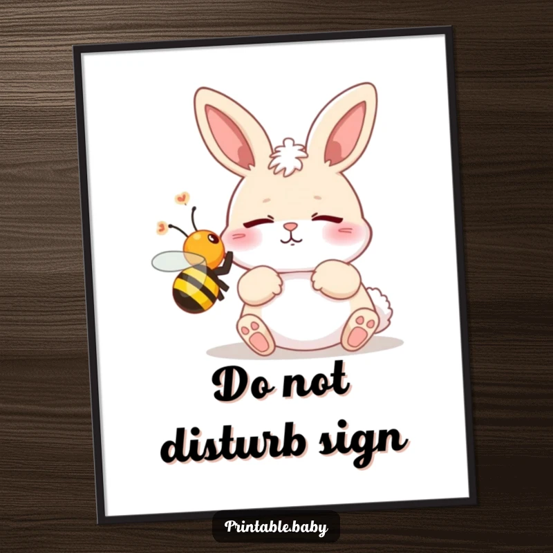 Funny poster art of a bunny startled by a bee, capturing a moment of pure, comical surprise for your wall.