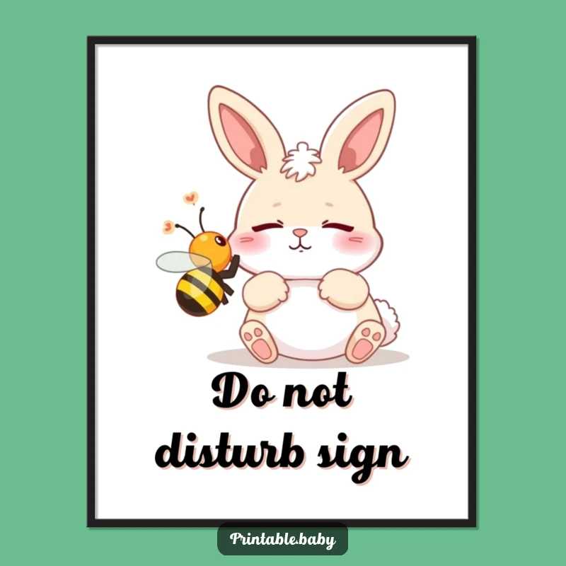 Funny Bunny Startled by Bee Poster: Hilarious Wall Art for Any Room!