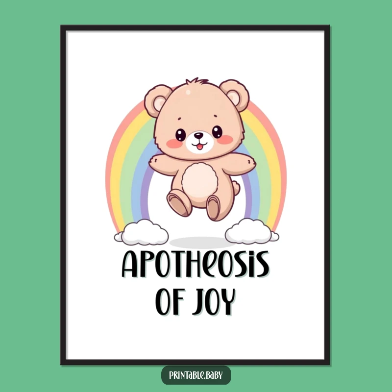Funny Bear Cub Rainbow Poster: Joyful Wall Art for Any Room