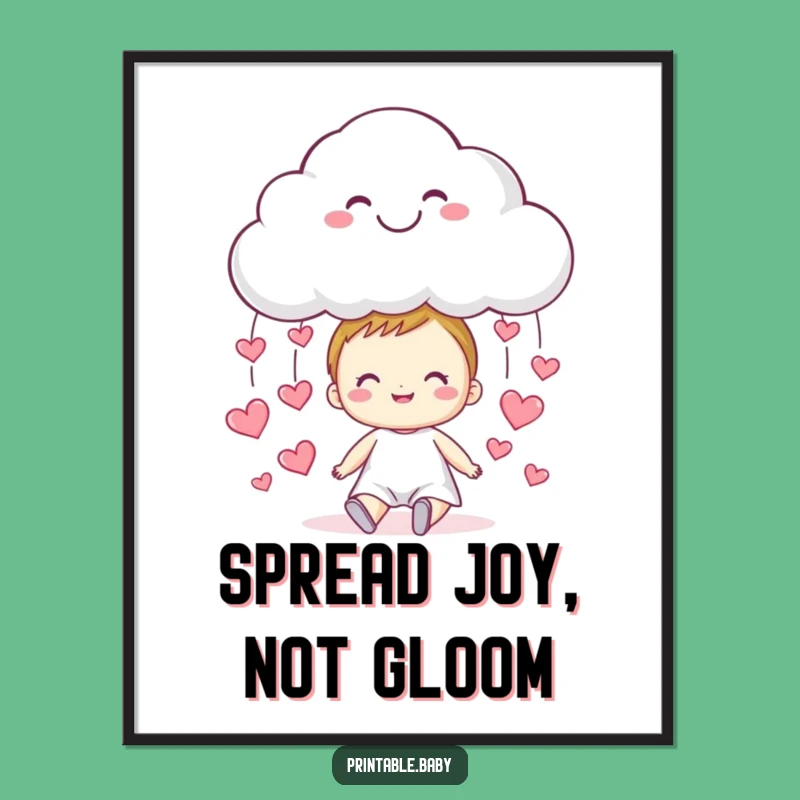 Funny Cloud Hearts Poster - Whimsical Rain Art Gift