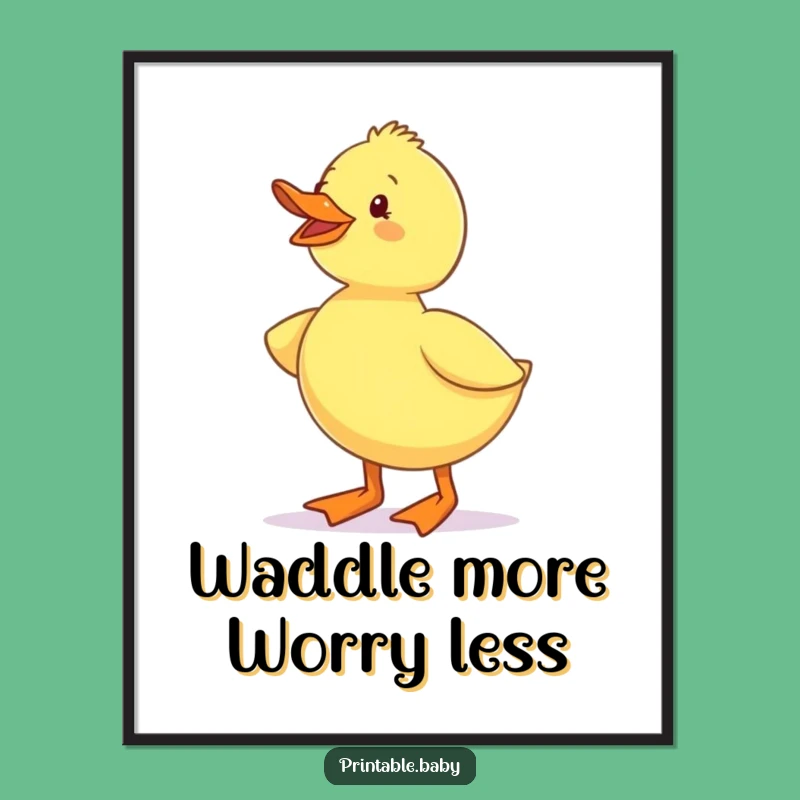 Funny Duckling Waddling Boots Poster: Adorable Wall Art for Humorous Decor