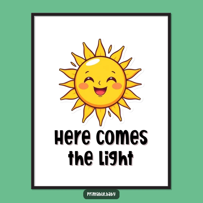Funny Grinning Sun Poster: Bright Sunshine Character, Wonderful Funny Gift for Walls