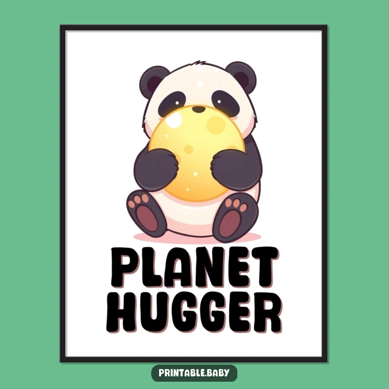 Funny Panda Poster: Adorable Planet Hugging Art