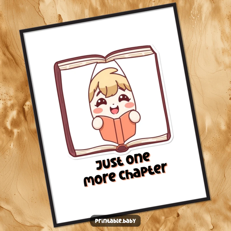 Funny Poster featuring a smiling book character peeking from pages, adding a touch of literary humor and joy to decor.