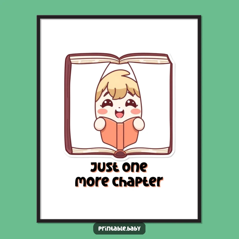 Funny Book Art Poster: Joyful Character Peeking, Whimsical Reading Decor Gift