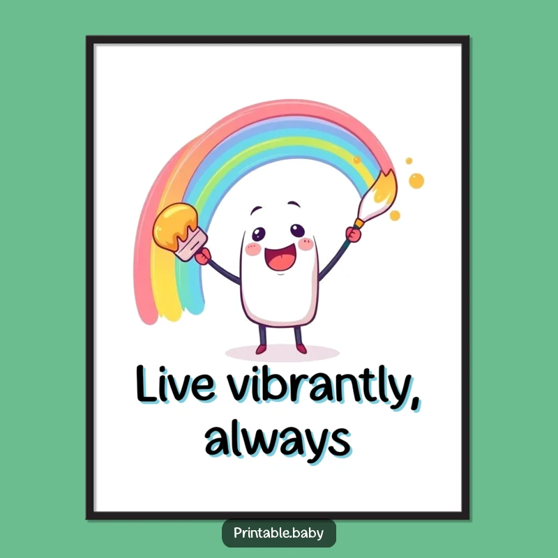 Funny Paintbrush Rainbow Poster: Colorful Art Print, Perfect Funny Gift!