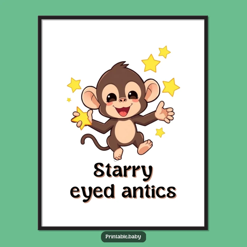 Funny Monkey Star Poster: Whimsical Wall Art for Playful Spaces
