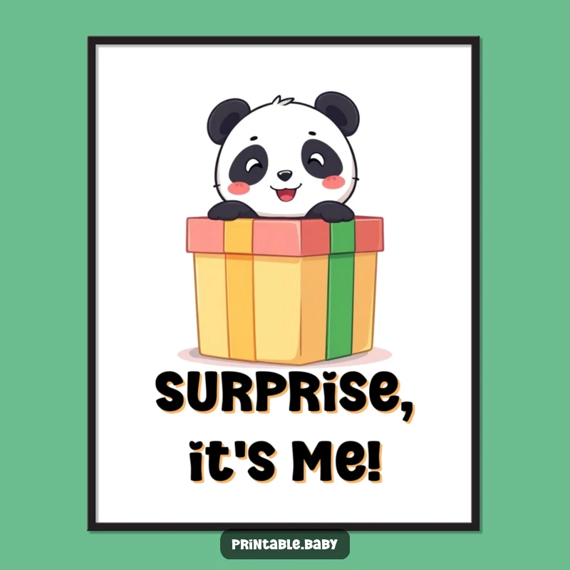 Funny Panda Poster: Gift Box Surprise Wall Art, Great Funny Gift
