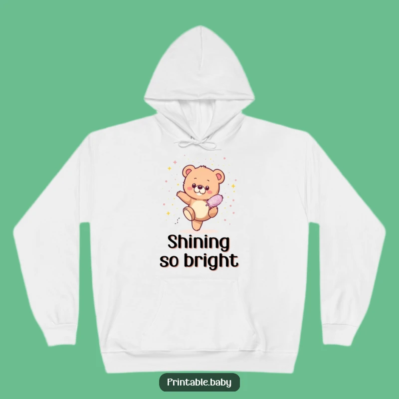 Cozy Funny Bear Cub Glitter Hoodie: Sparkle Explosion Design, Warm and Hilarious Gift