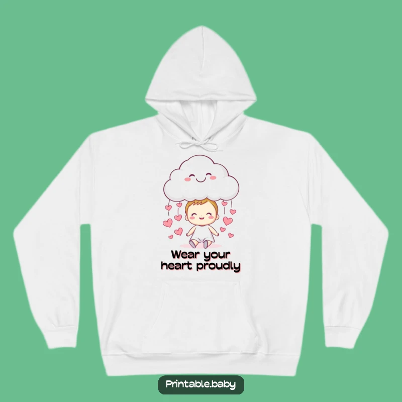 Cozy Funny Cloud Hearts Hoodie - Happy Rain Character Gift