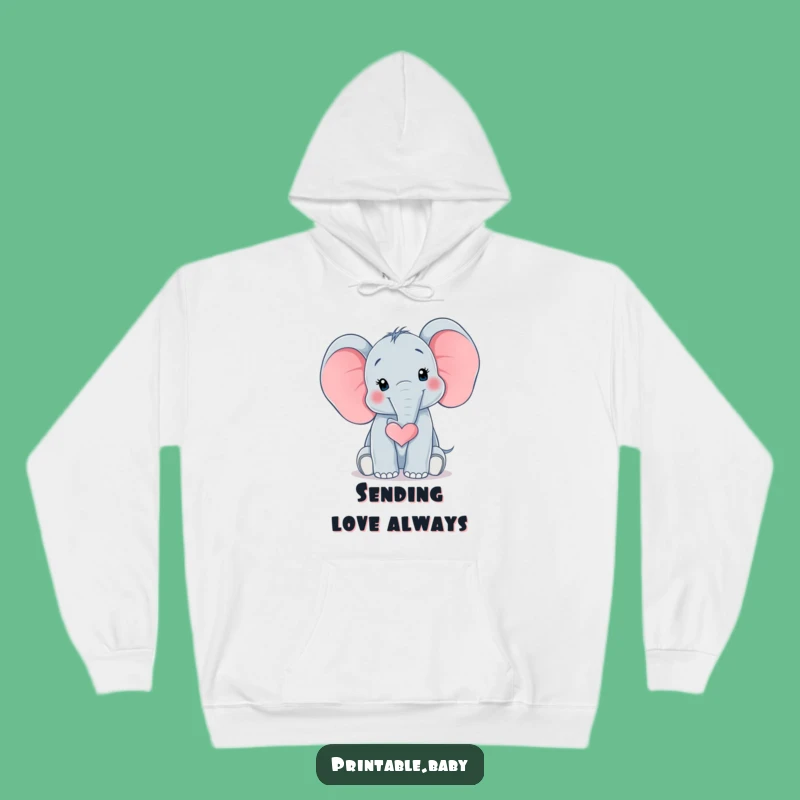 Cozy Funny Elephant Heart Hoodie: Baby Trunk Love Design, Warm and Hilarious Gift