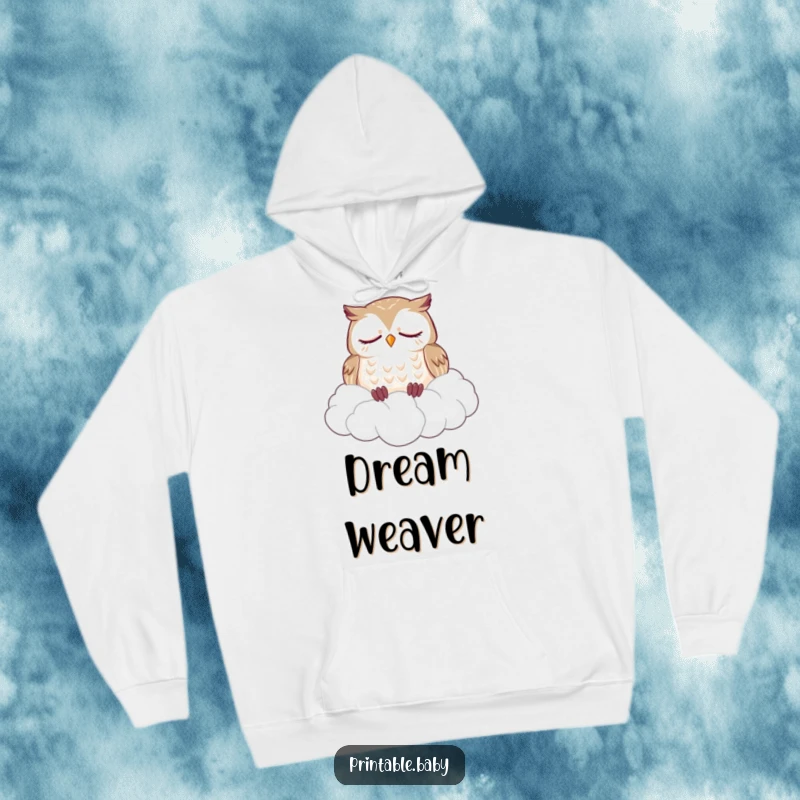 Funny hoodie with a sleepy owl dozing soundly on a fluffy pile of clouds, offering warm, humorous, and peaceful comfort.