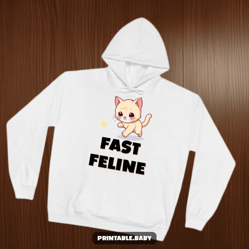 Funny hoodie showcasing a curious kitten in hot pursuit of a shimmering, sparkly comet tail, embodying playful exploration.