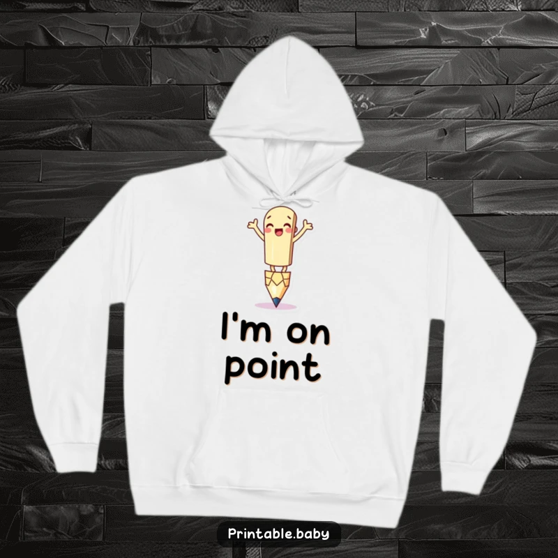 Funny Pencil Hoodie: A warm hoodie designed with a silly pencil character balancing on its tip, great for cozy days.
