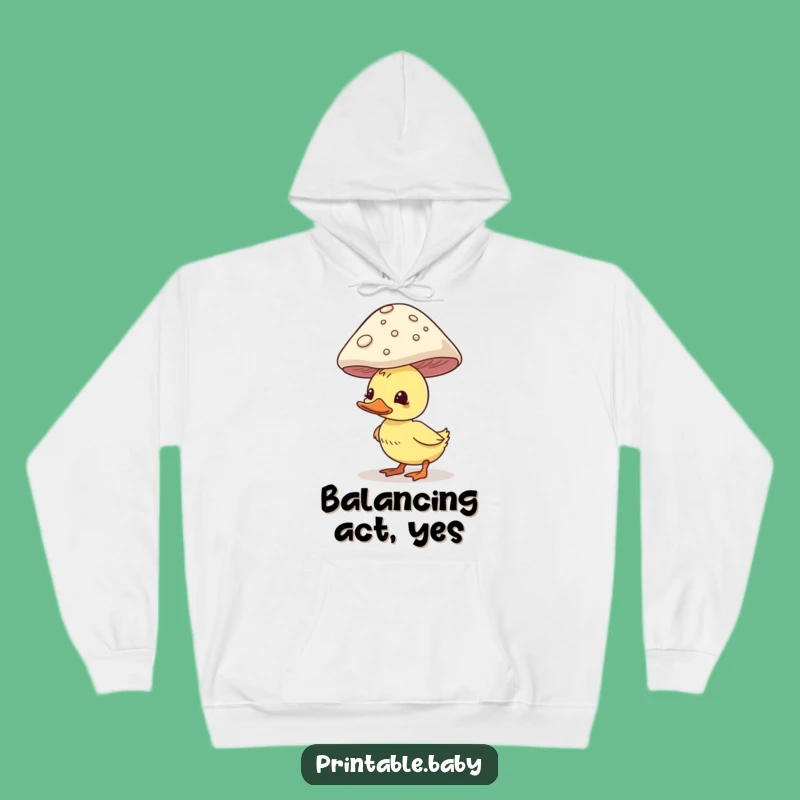Funny Duckling Hoodie - Cozy Balancing Mushroom Sweatshirt, a Quirky Woodland Gift