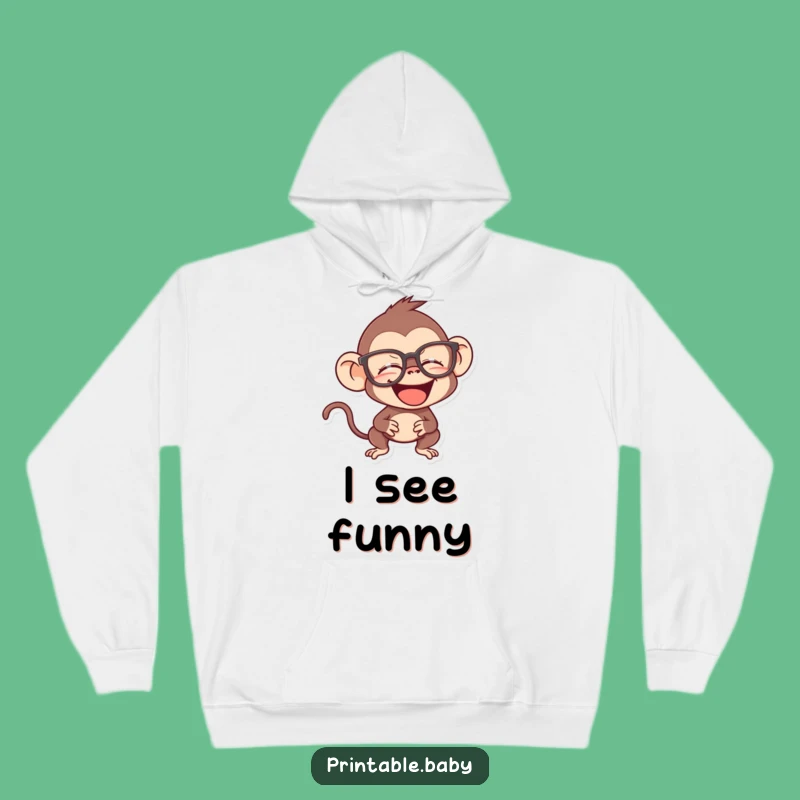 Funny Monkey Hoodie - Cozy Giggling Spectacled Primate Sweatshirt, an Intellectual Gift