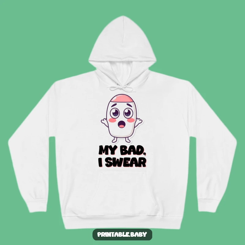 Funny Surprised Eraser Shrinking Shape Hoodie - Cozy & Hilarious Cartoon Gift