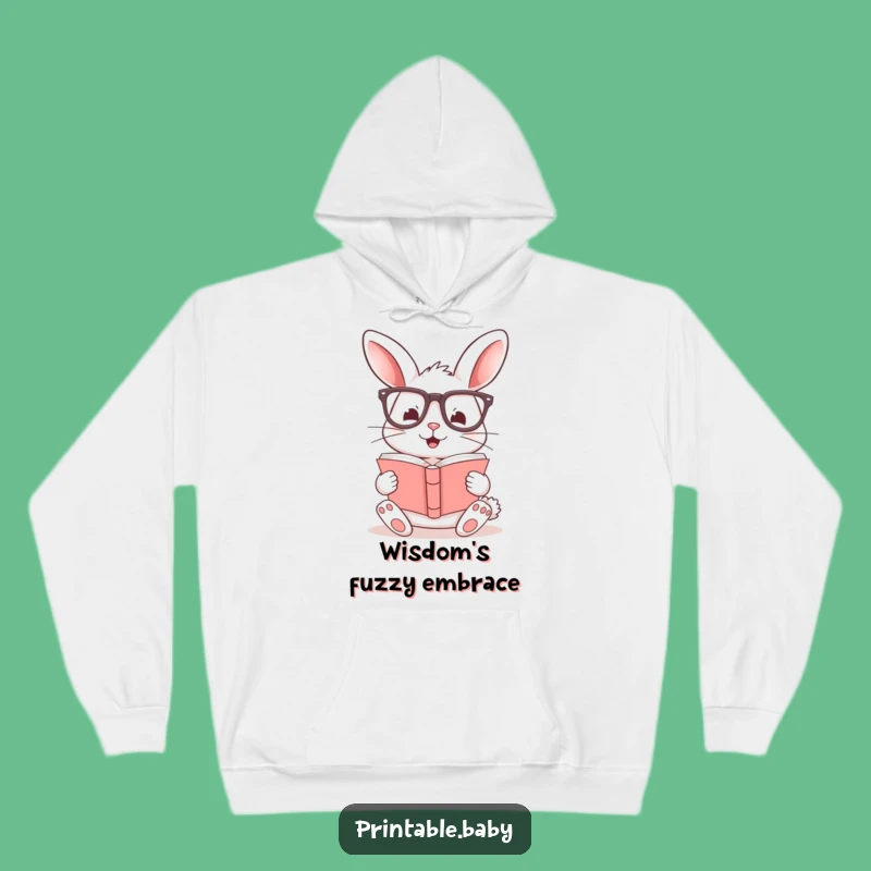 Funny Bunny Reading Hoodie: Cozy Glasses-Wearing Rabbit Sweatshirt, Ideal Funny Gift for Bookish Souls