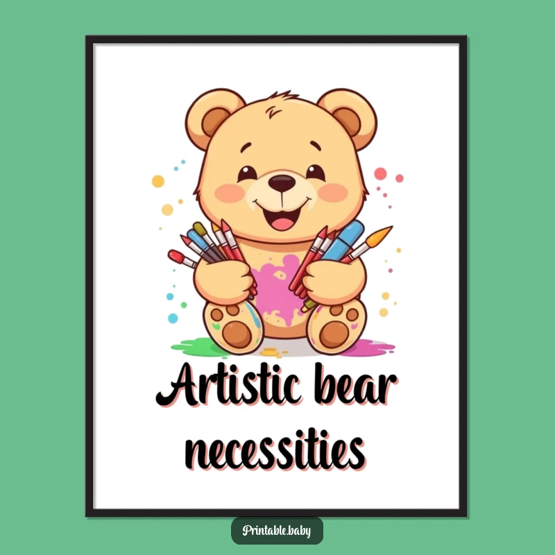 Free Printable Art: Teddy Bear Artist - Quirky & Funny Downloadable Decor!