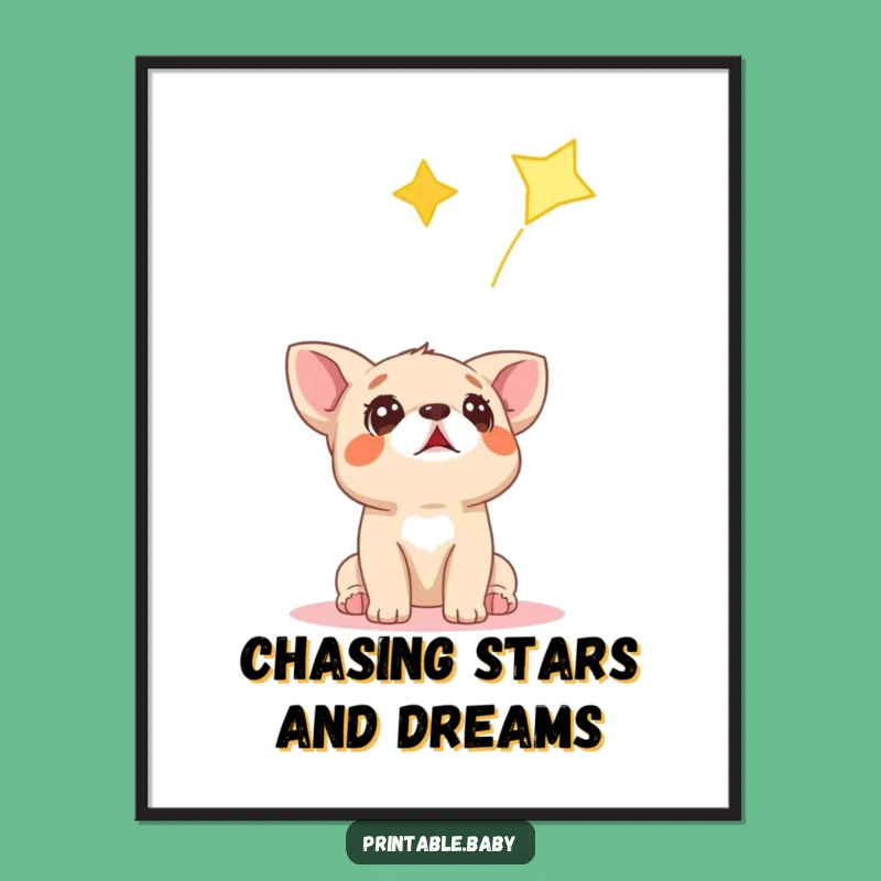 Free Printable Wall Art: Surprised Dog, Falling Star Downloadable Decor for Dreamers