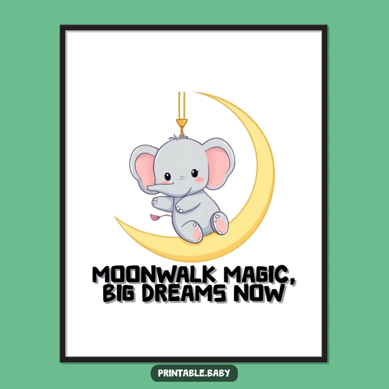 Free Printable Elephant Moon Art: Funny Downloadable Nursery Decor Gift!