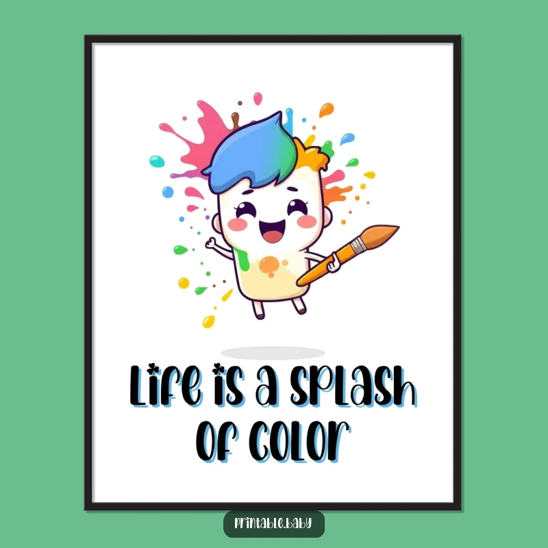 Free Printable Paintbrush Rainbow Art: Cheerful & Funny Downloadable Decor for Studios