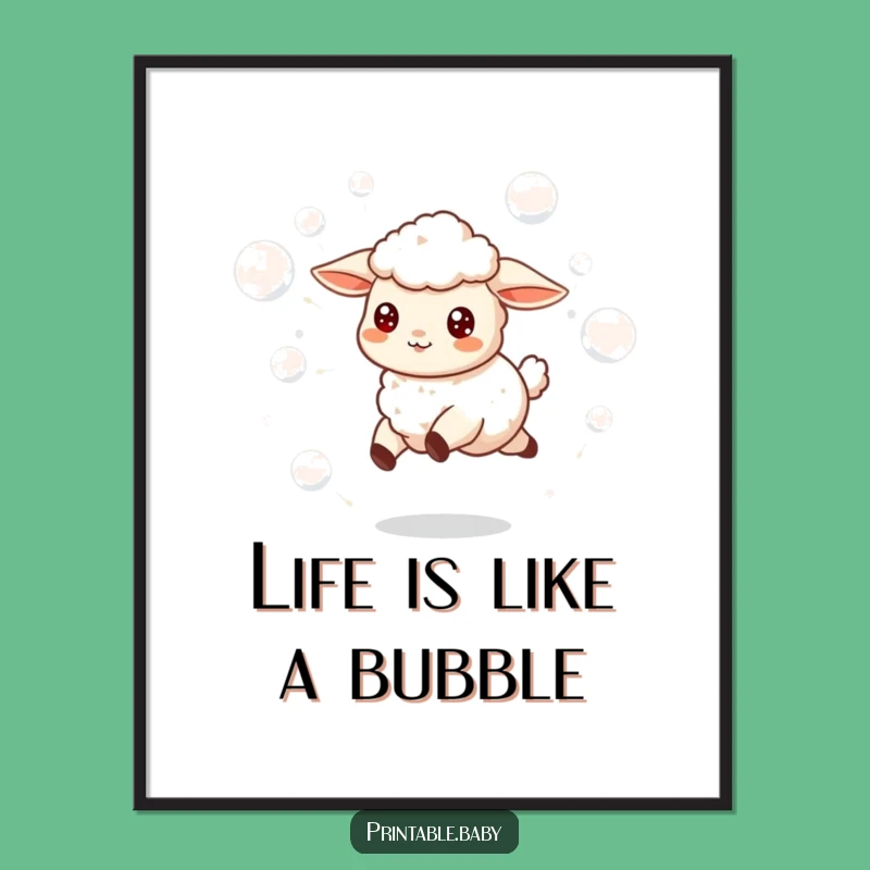 Free Printable Wall Art: Skipping Lamb, Bubbly Dreams Downloadable Decor for a Cheerful Space