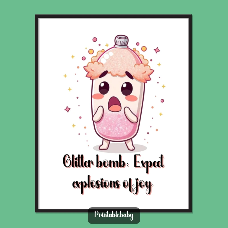 Free Printable Wall Art: Surprised Glitter Shaker Sparkle - Funny Downloadable Decor Gift