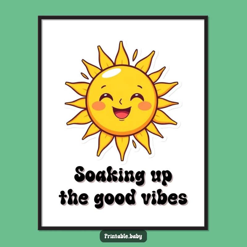 Funny Free Printable Wall Art: Grinning Sun Character Spreading Joy, Downloadable Art