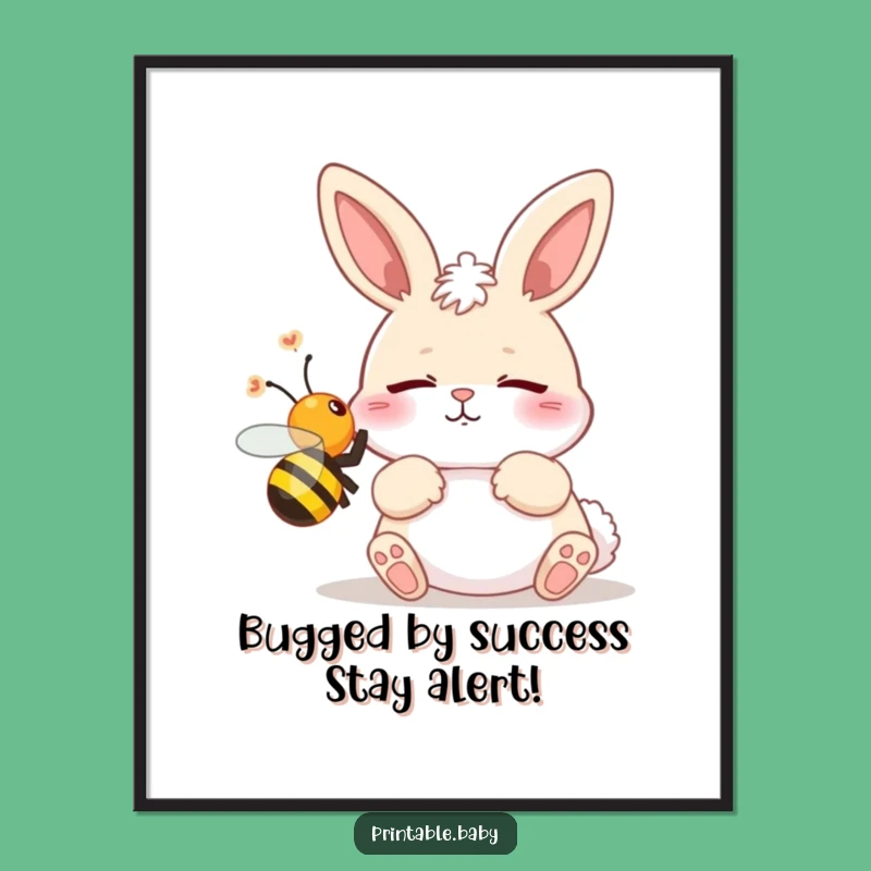 Funny Free Printable Wall Art: Startled Bunny & Bee, Humorous Animal Downloadable Decor