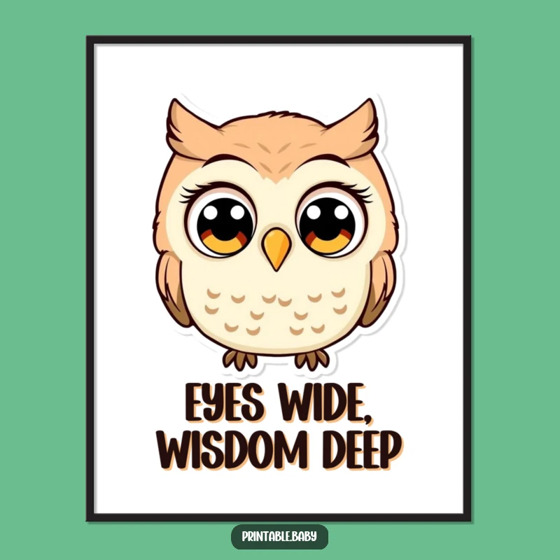 Funny Free Printable Wall Art: Surprised Owl's Wide Gaze